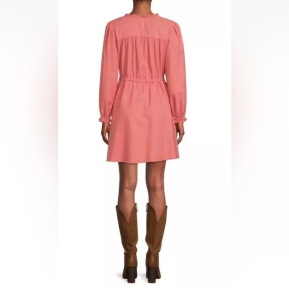 NWT Time and Tru Women's Long Sleeve Peasant Dress, Pink Camellia, Large 8-10 - Picture 3 of 14
